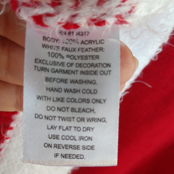 Allison Brittney 2pc Santa Knit Dress with Hat Faux Feathers Pom Poms Size Small - Picture 10 of 16